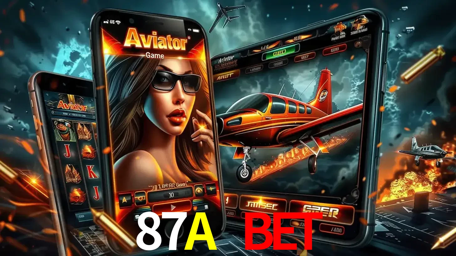 O popular jogo de apostas Aviator exibido em vários celulares e tablets, mostrando a interface emocionante e a ação de voo disponíveis para jogar agora no 87A BET.