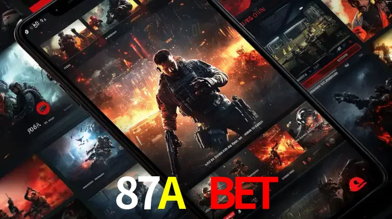 Tela de um celular exibindo uma galeria de jogos de tiro com temática militar, mostrando a variedade de e-sports disponíveis para apostas na plataforma de entretenimento 87A BET.