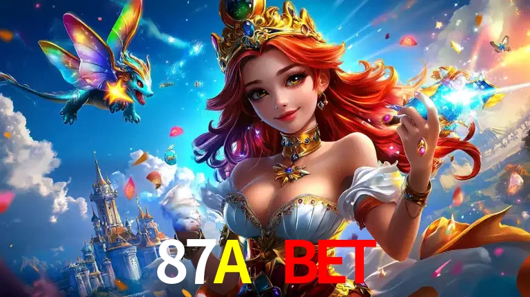 A princesa de um reino de fantasia mágico, com seu pequeno dragão, apresentando um mundo de prêmios encantados nos jogos de caça-níqueis do cassino 87A BET.